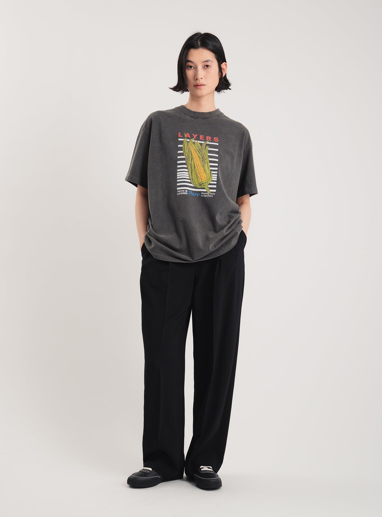 17/-ROUND SHAPE DYED TEE "LAYERS"