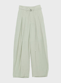 リネンレーヨンバレルパンツ