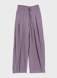 リネンレーヨンバレルパンツ