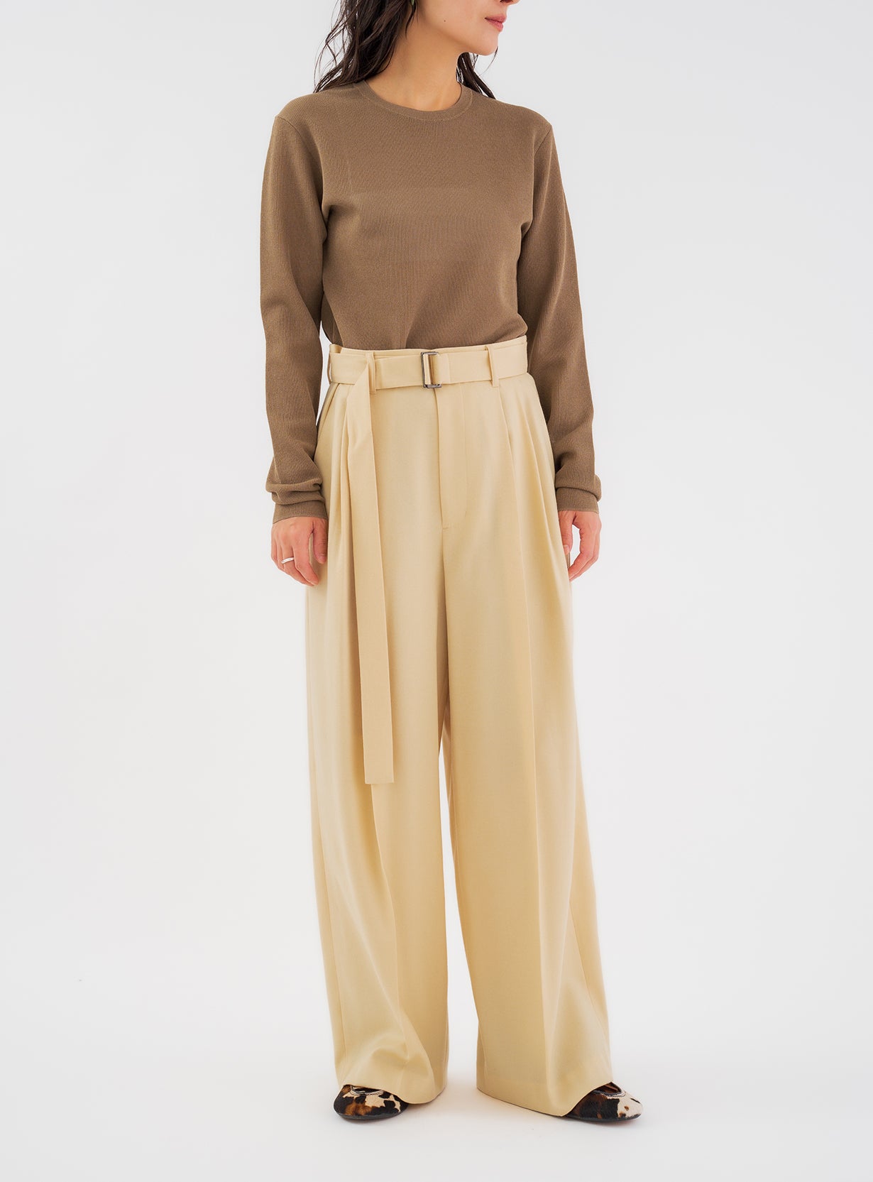 rフラノワイドレッグパンツ