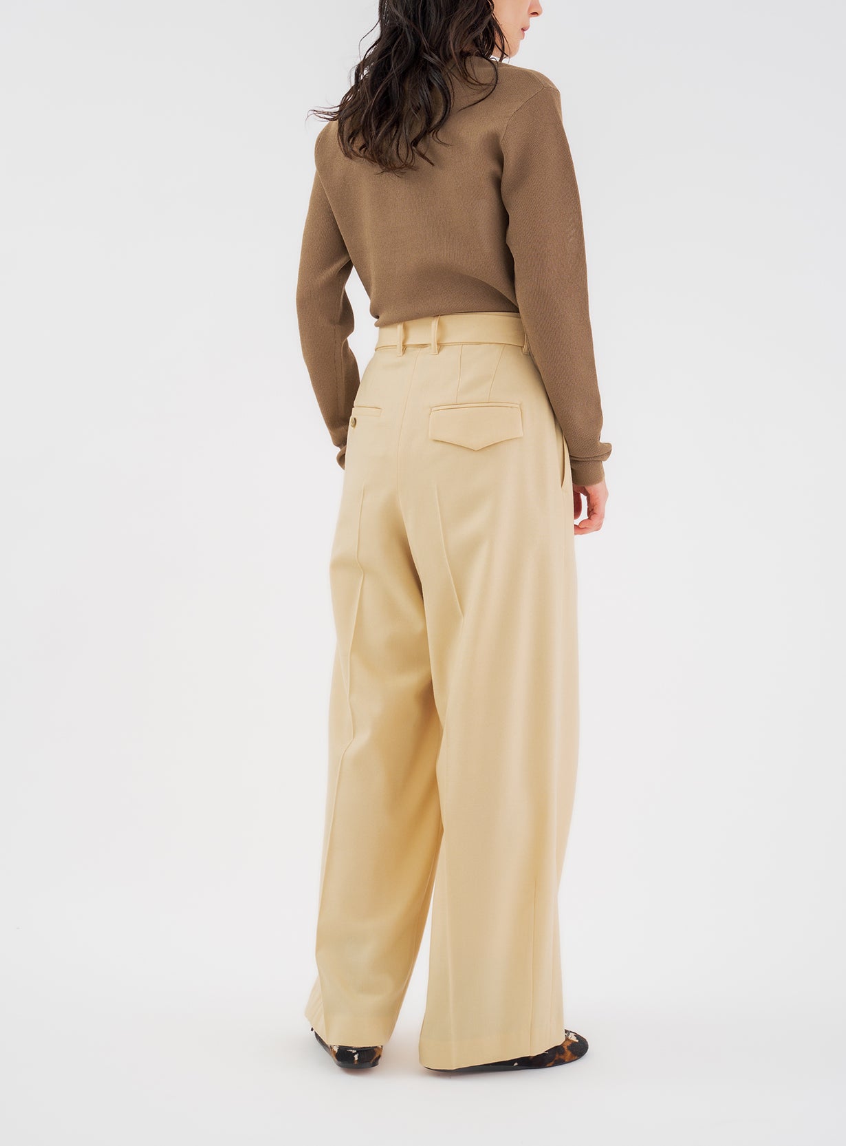 rフラノワイドレッグパンツ