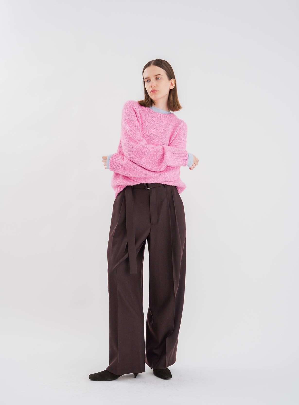 rフラノワイドレッグパンツ