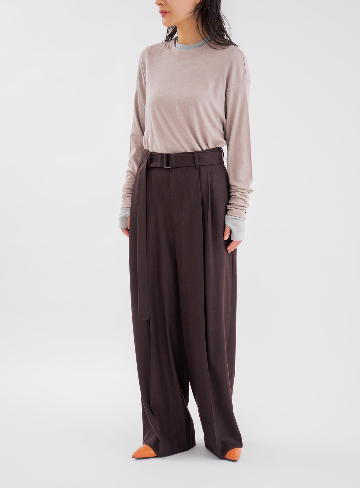 rフラノワイドレッグパンツ