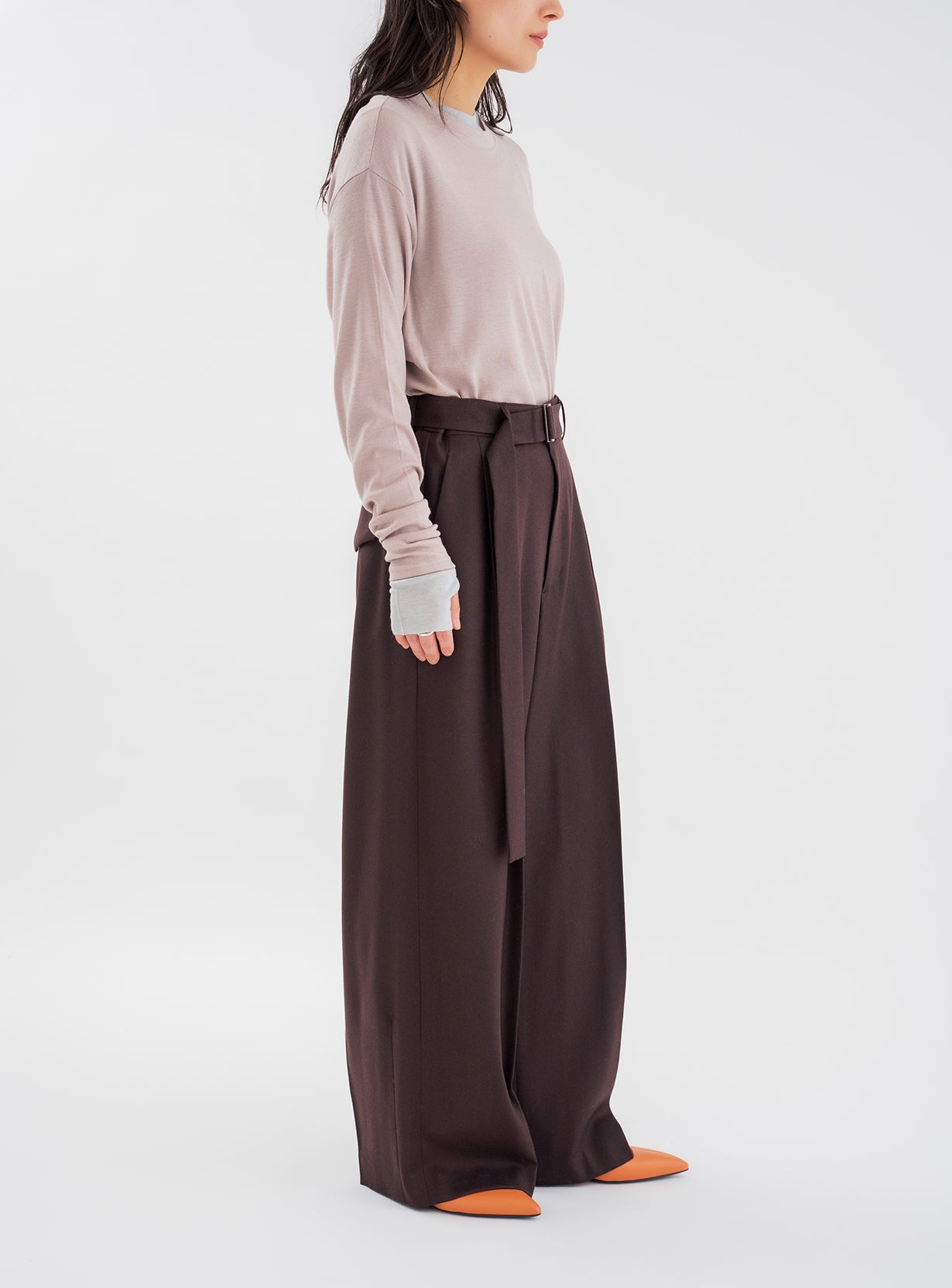 rフラノワイドレッグパンツ