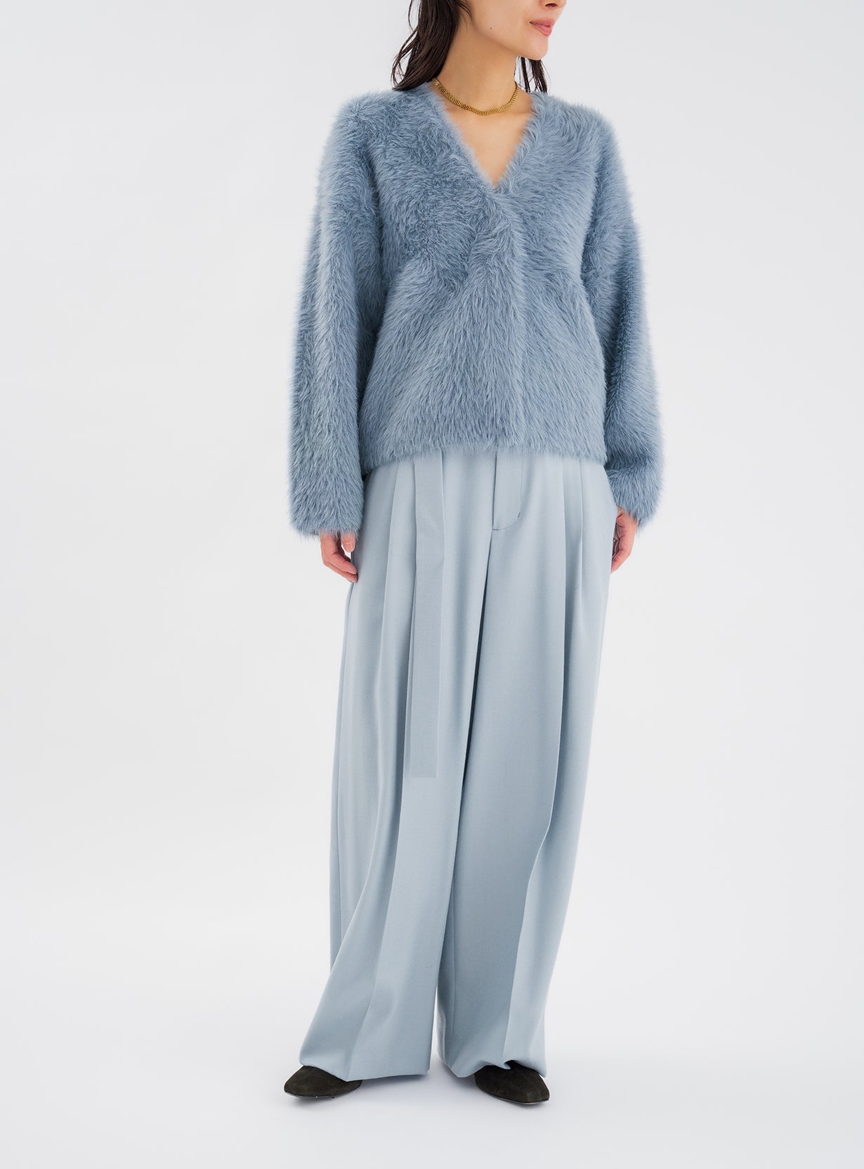 rフラノワイドレッグパンツ