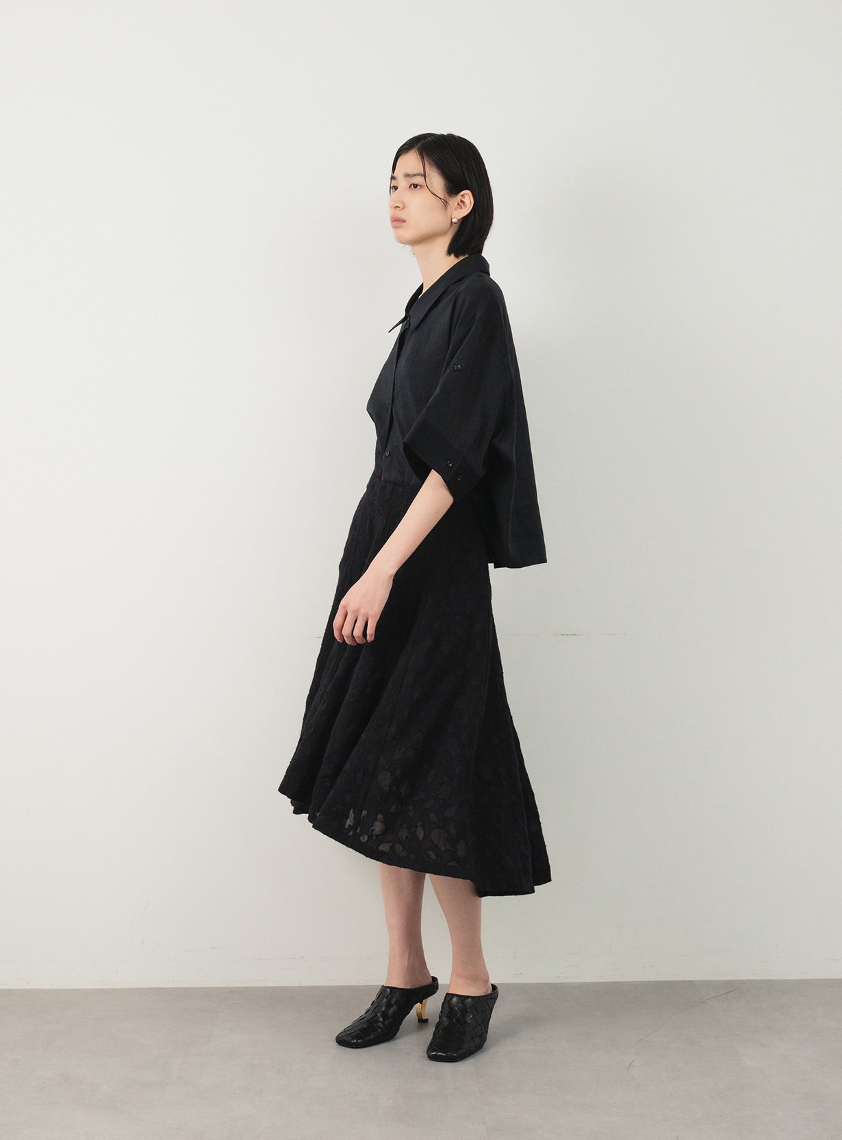 ロールアップクロップドシャツ