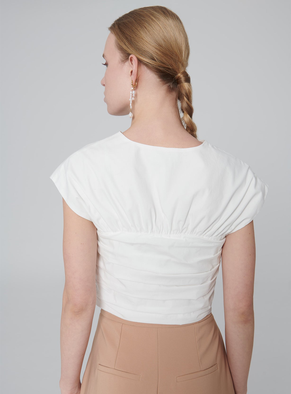 Poplin 2-Way Ruched Top