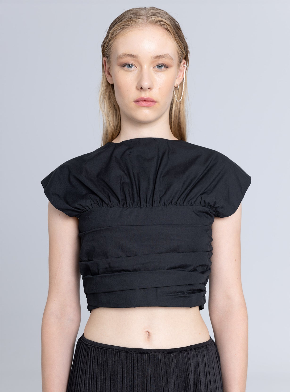 Poplin 2-Way Ruched Top