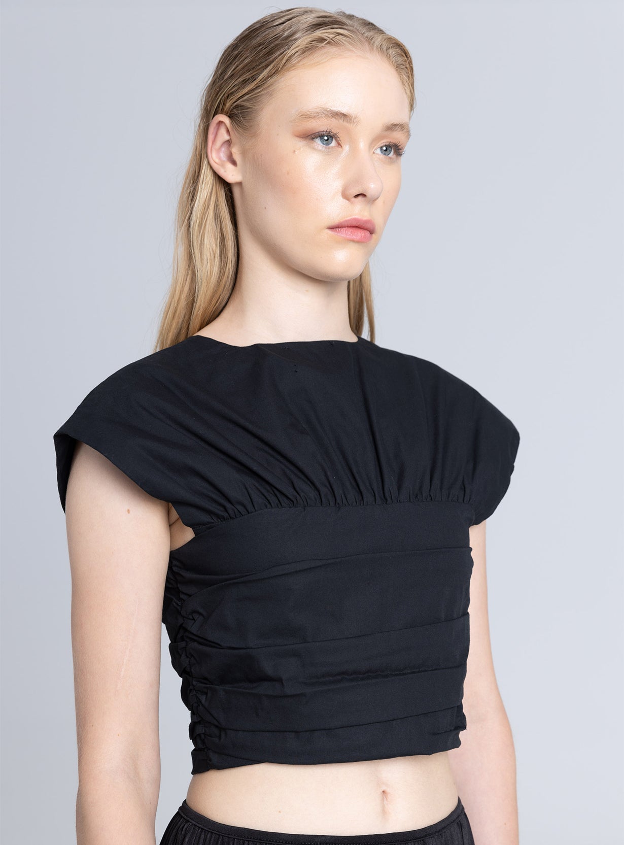 Poplin 2-Way Ruched Top