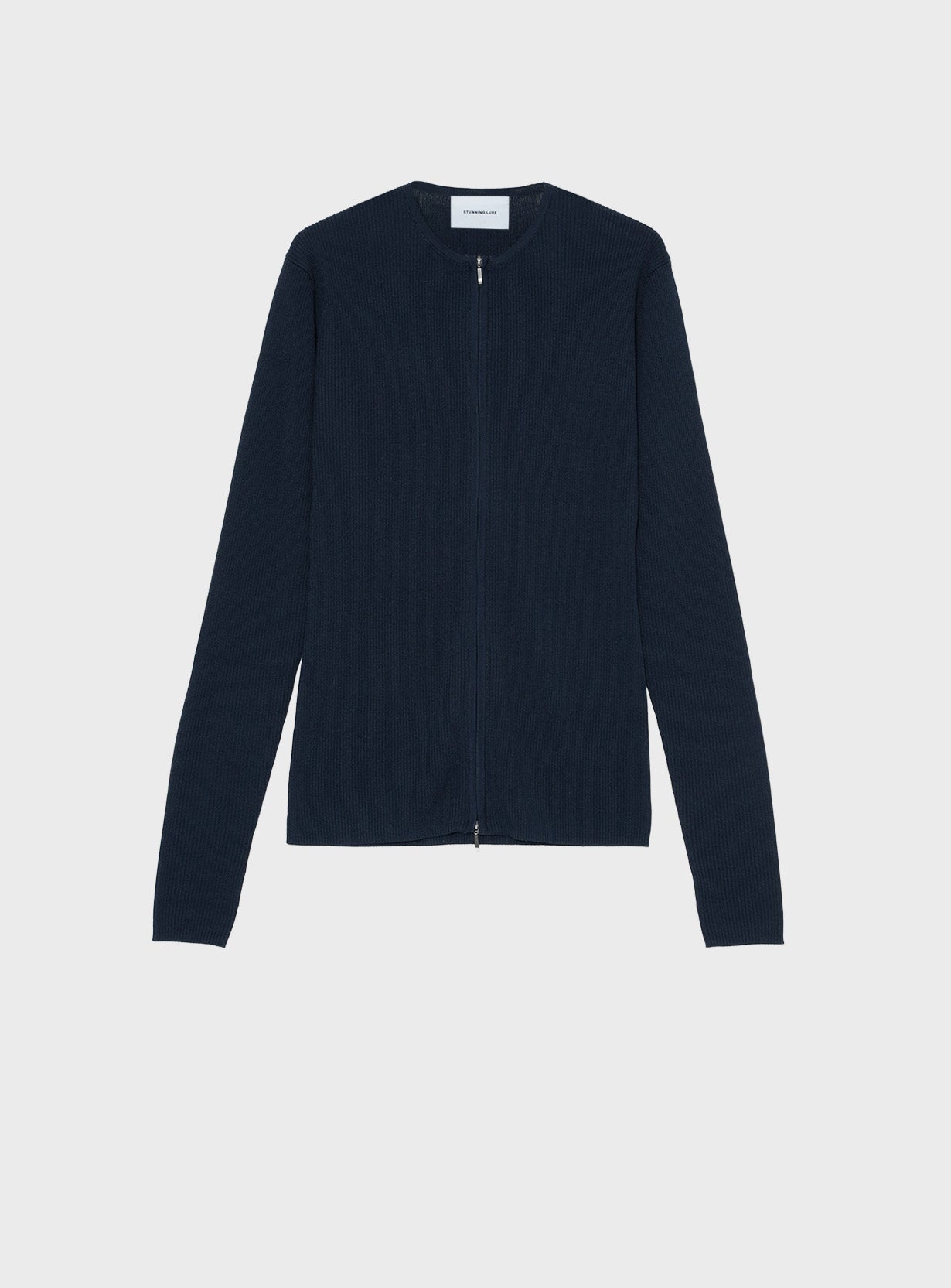 ジップアップリブニット