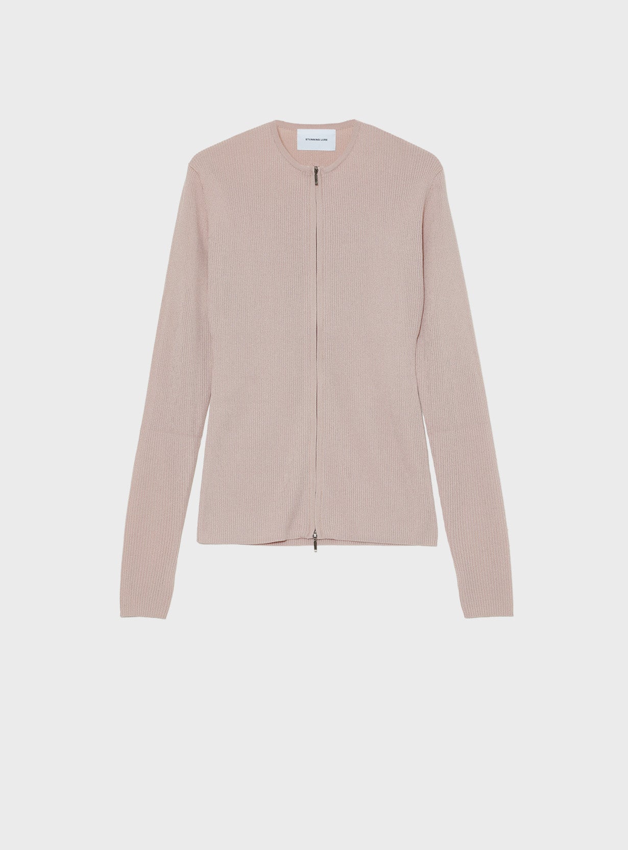 ジップアップリブニット