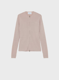 ジップアップリブニット