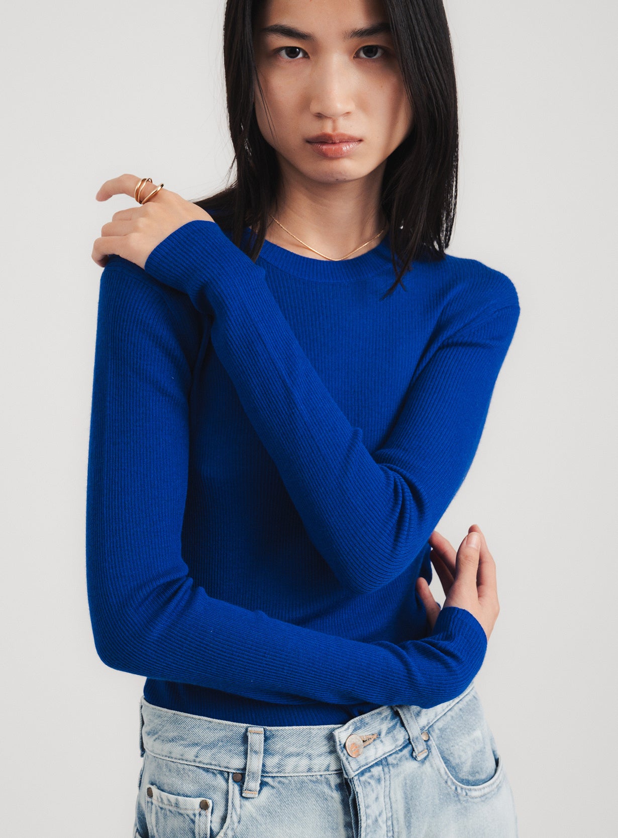 rカシミヤリブプルオーバー