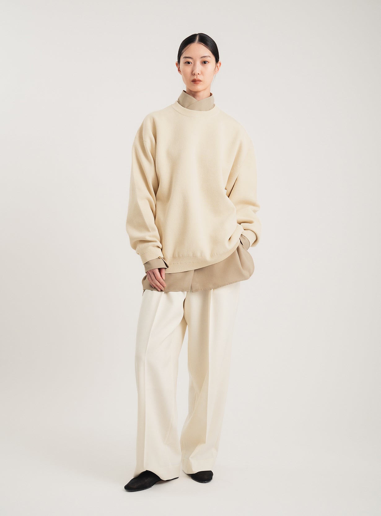 コットンニットスウェットプルオーバー