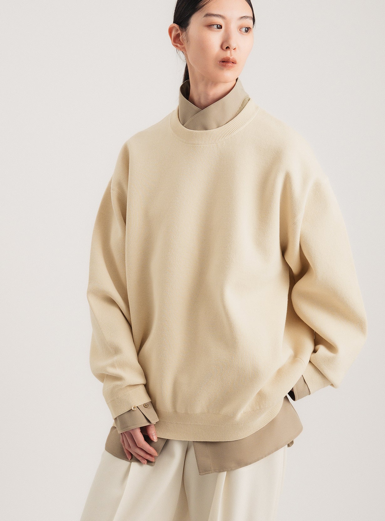 コットンニットスウェットプルオーバー