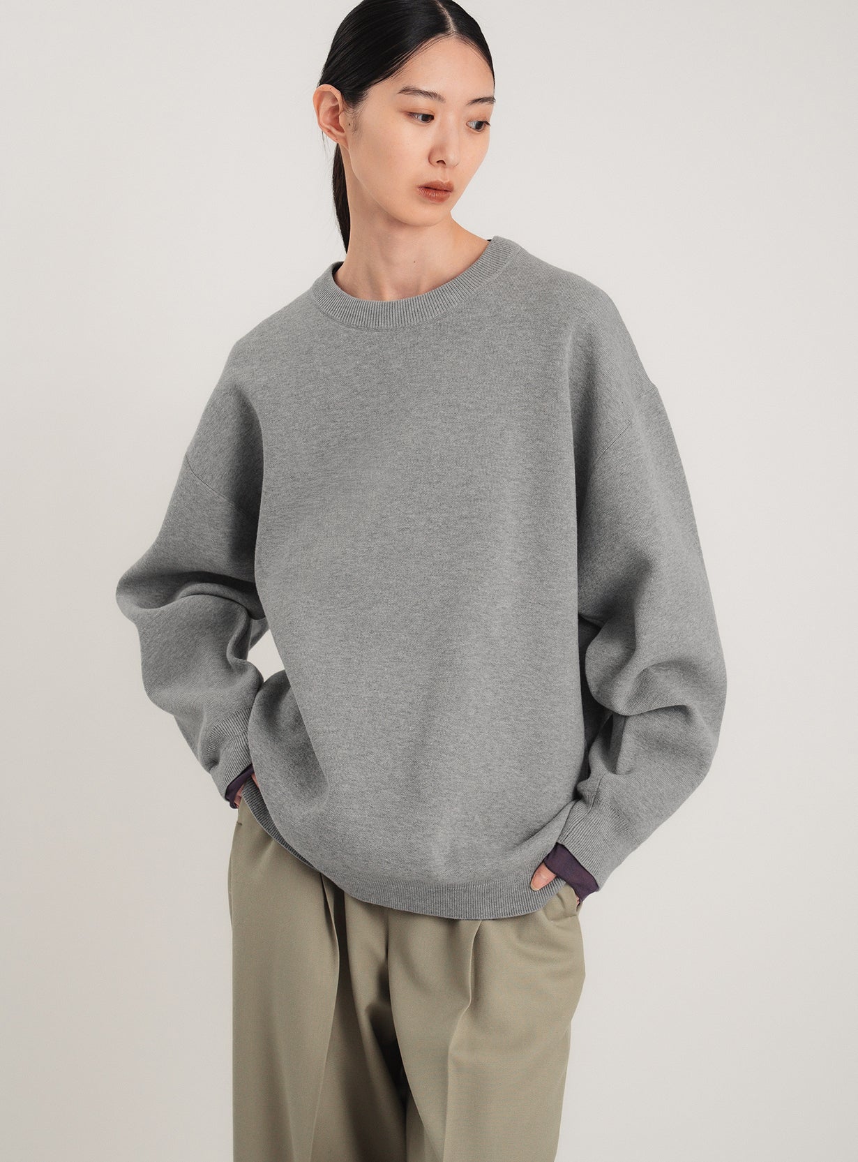 コットンニットスウェットプルオーバー