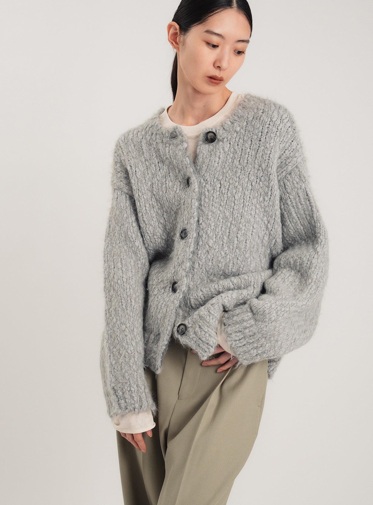 スラブフェザーカーディガン