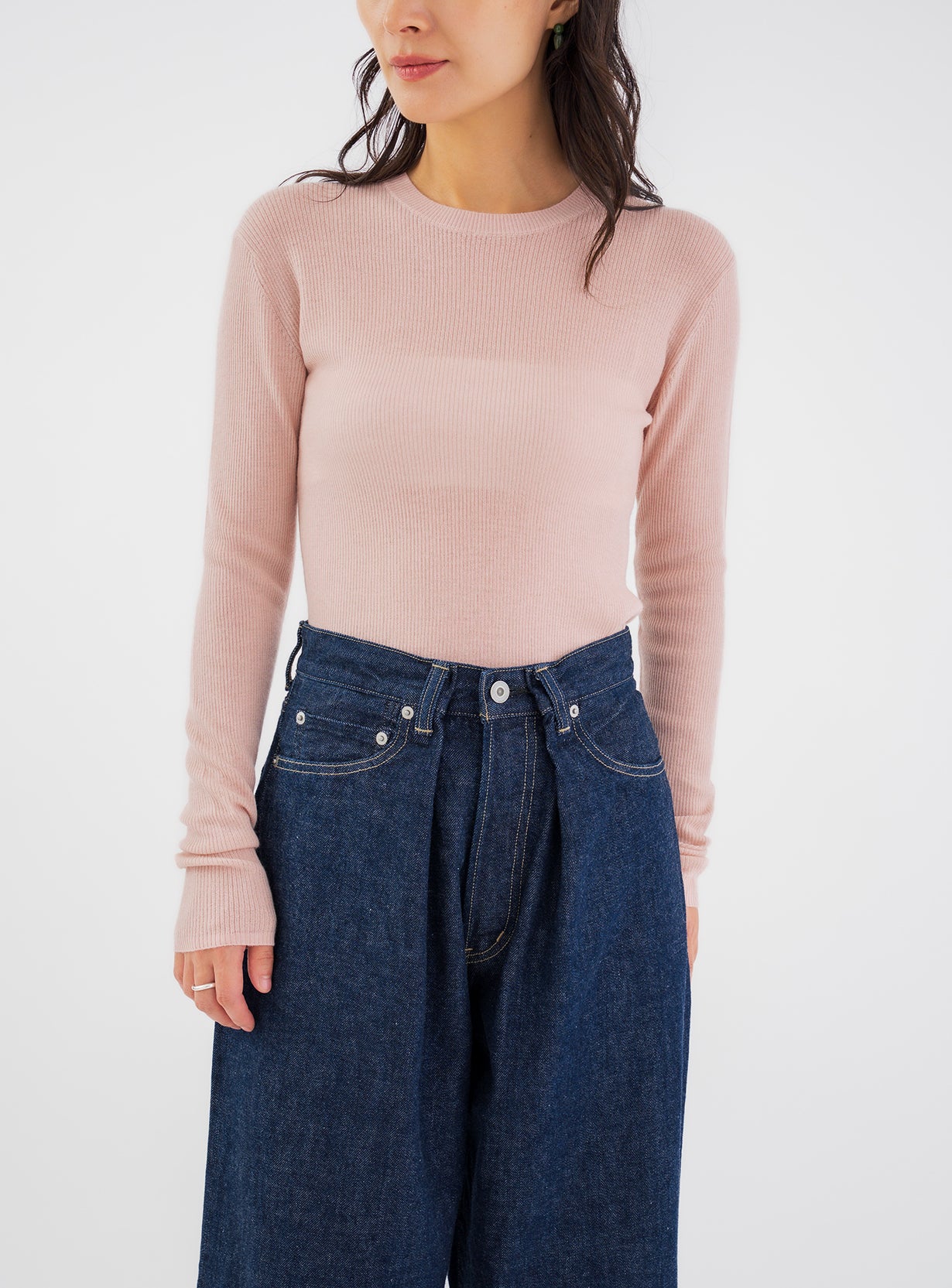 rカシミヤリブプルオーバー