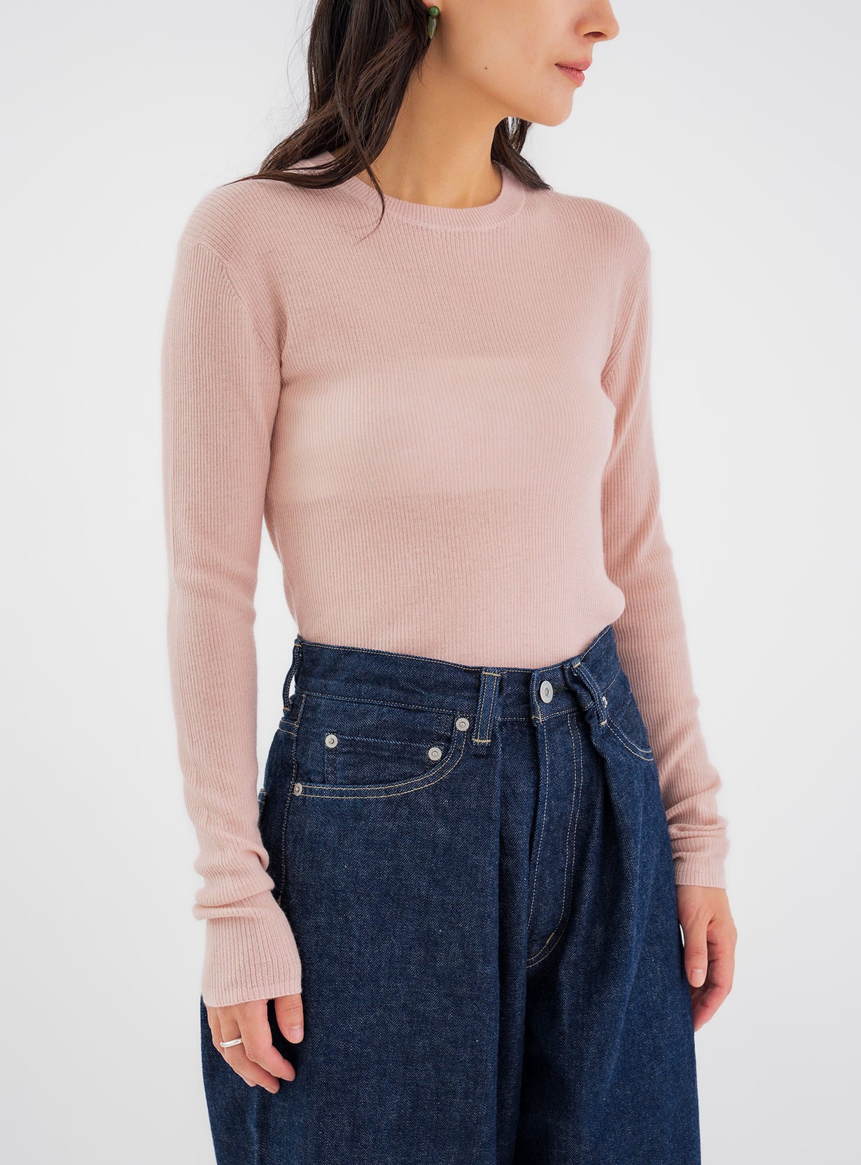 rカシミヤリブプルオーバー