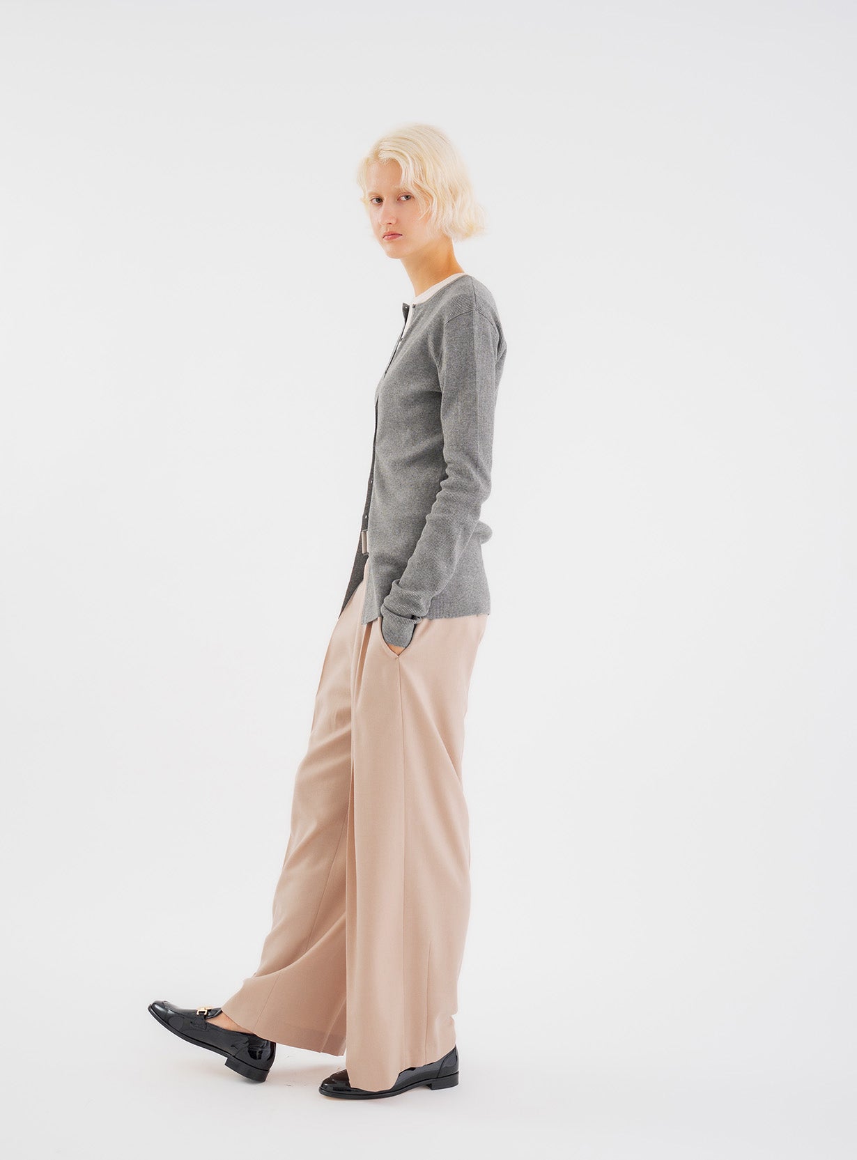 rヤクコットンリブカーディガン