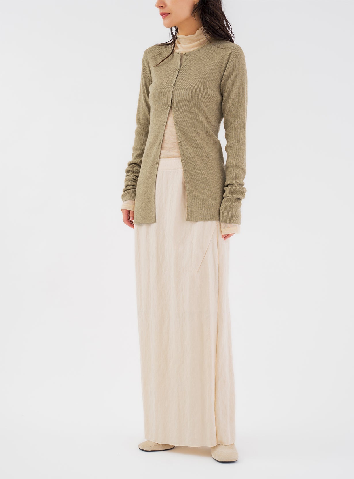 rヤクコットンリブカーディガン