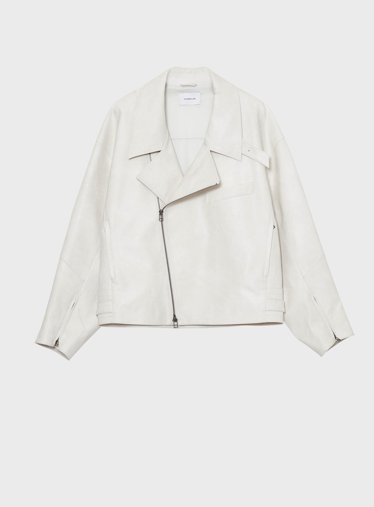 rフェイクレザーライダースブルゾン