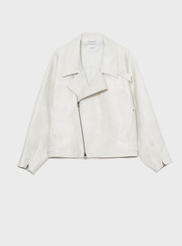 rフェイクレザーライダースブルゾン