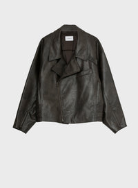 rフェイクレザーライダースブルゾン