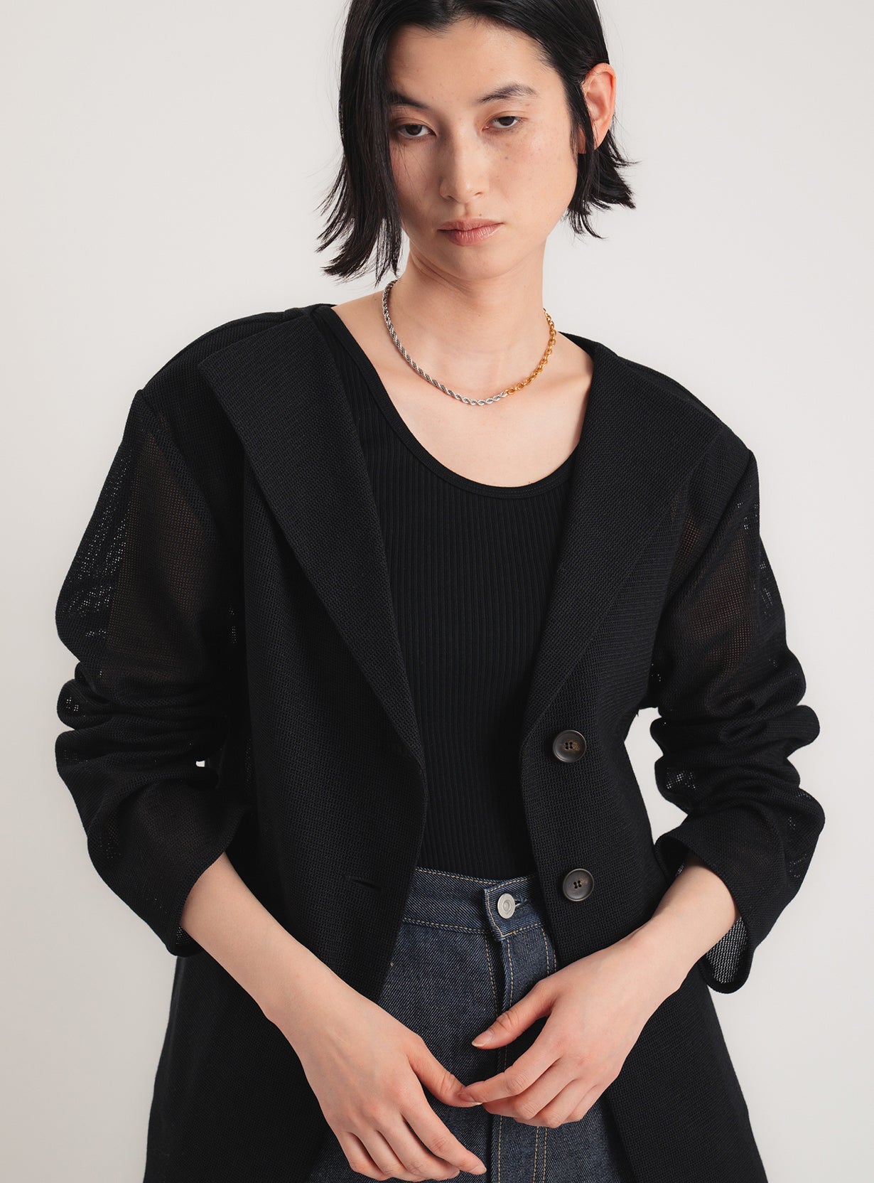 rメッシュジャケットカーディガン