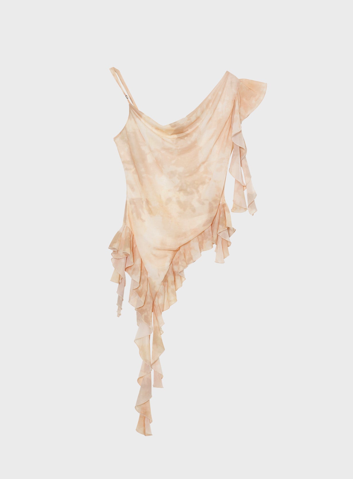 Printed Asymmetric Frill Top