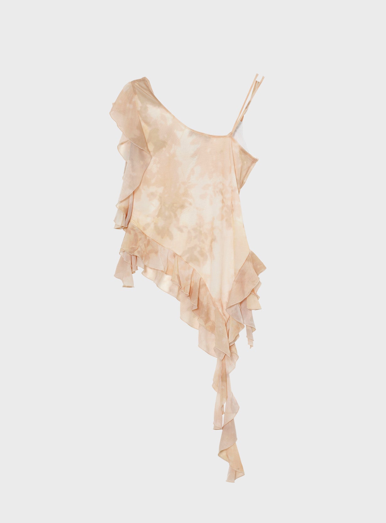 Printed Asymmetric Frill Top
