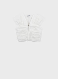 Poplin 2-Way Ruched Top