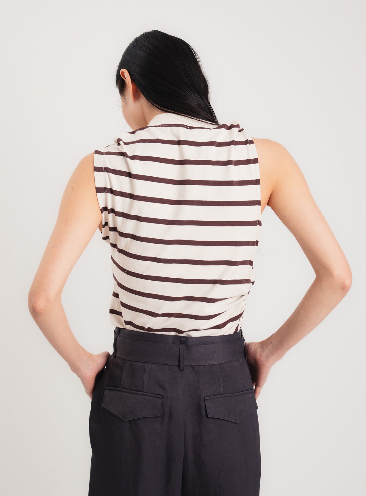 Stripe Twist Asymmetric T-Shirt