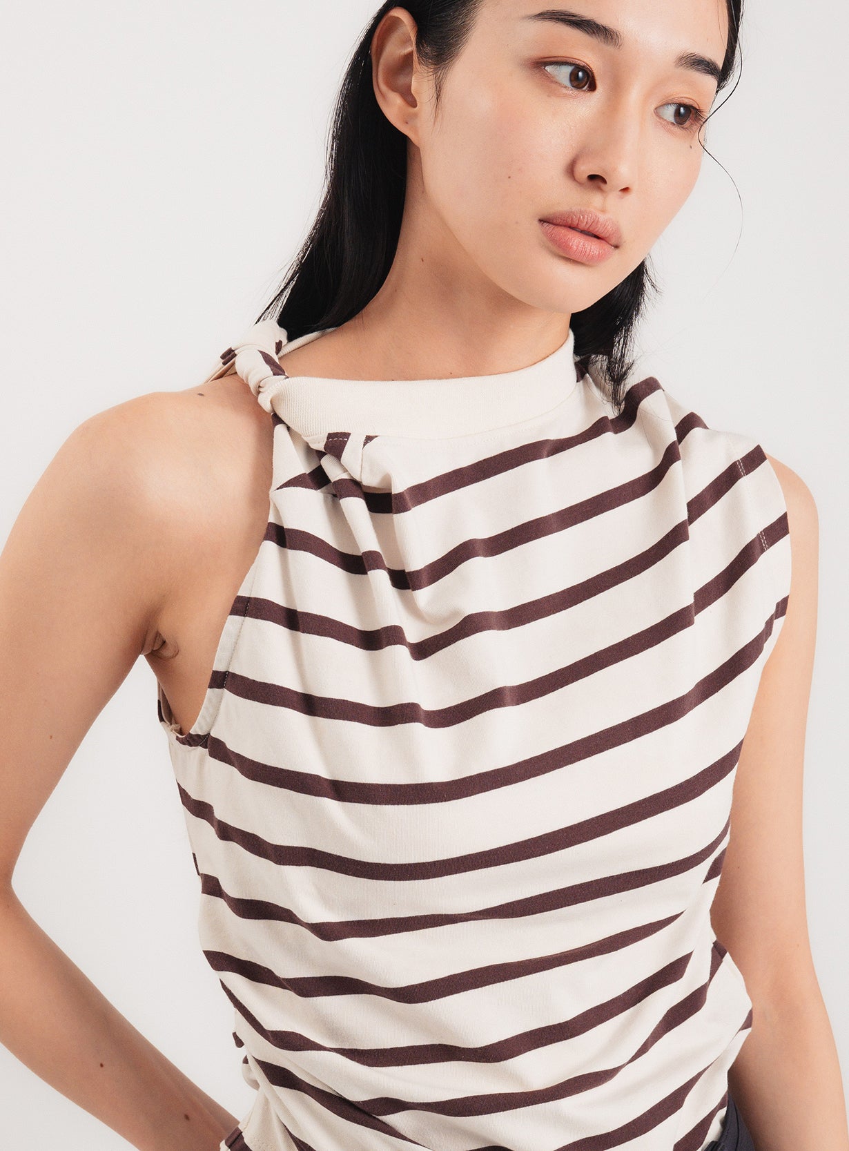 Stripe Twist Asymmetric T-Shirt