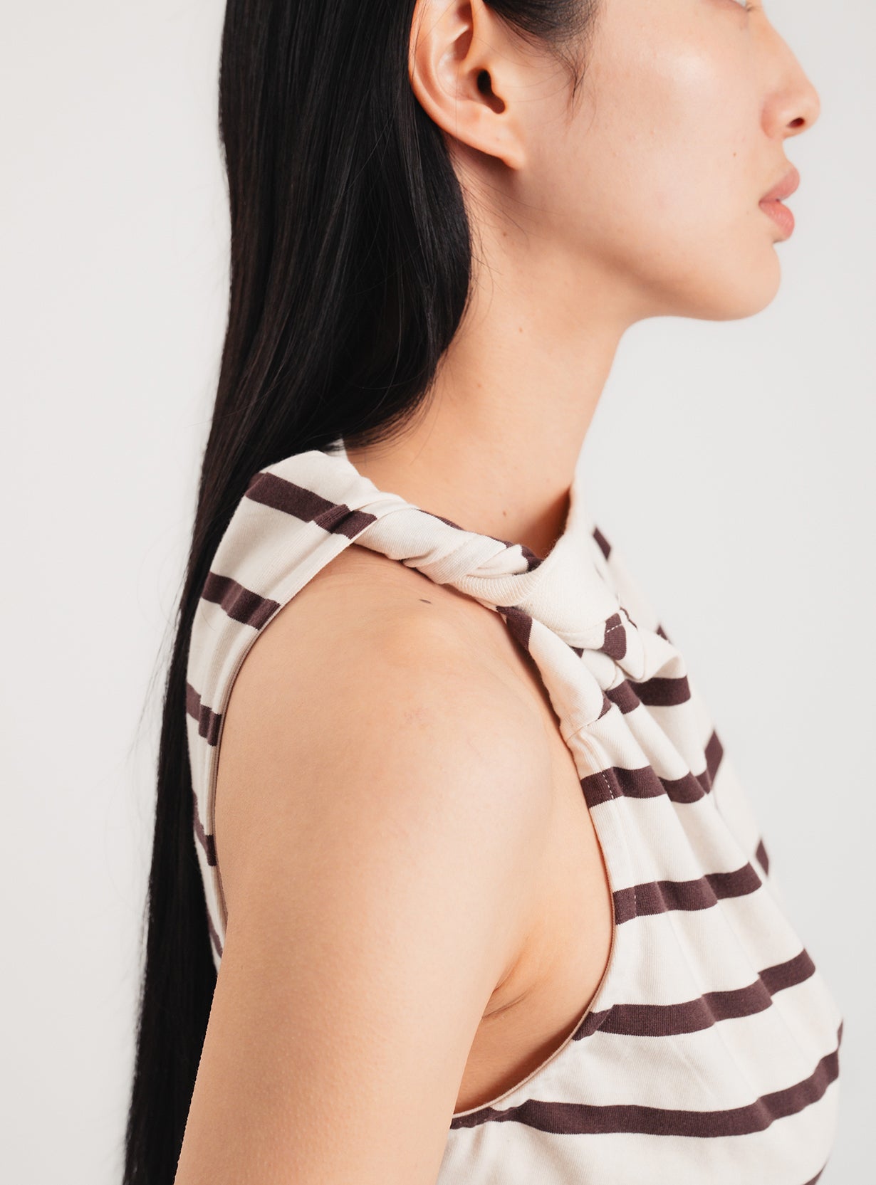 Stripe Twist Asymmetric T-Shirt