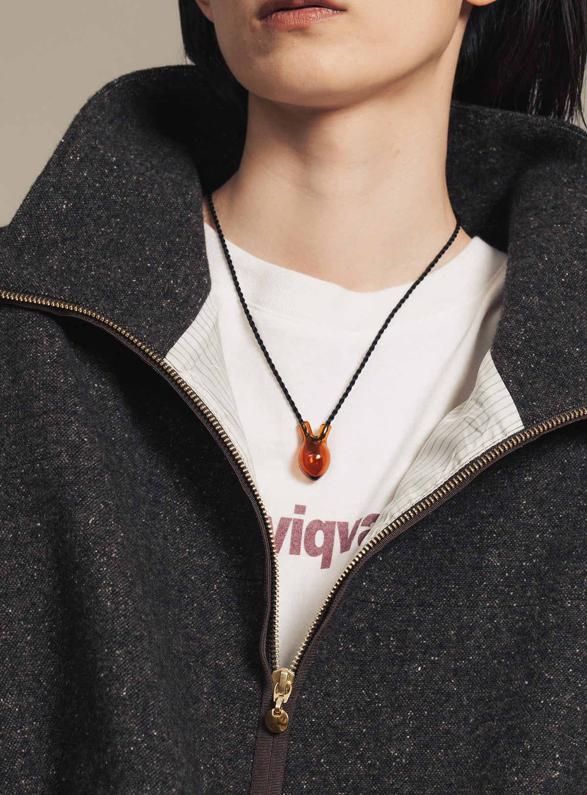 Glass heart with silk cord necklace