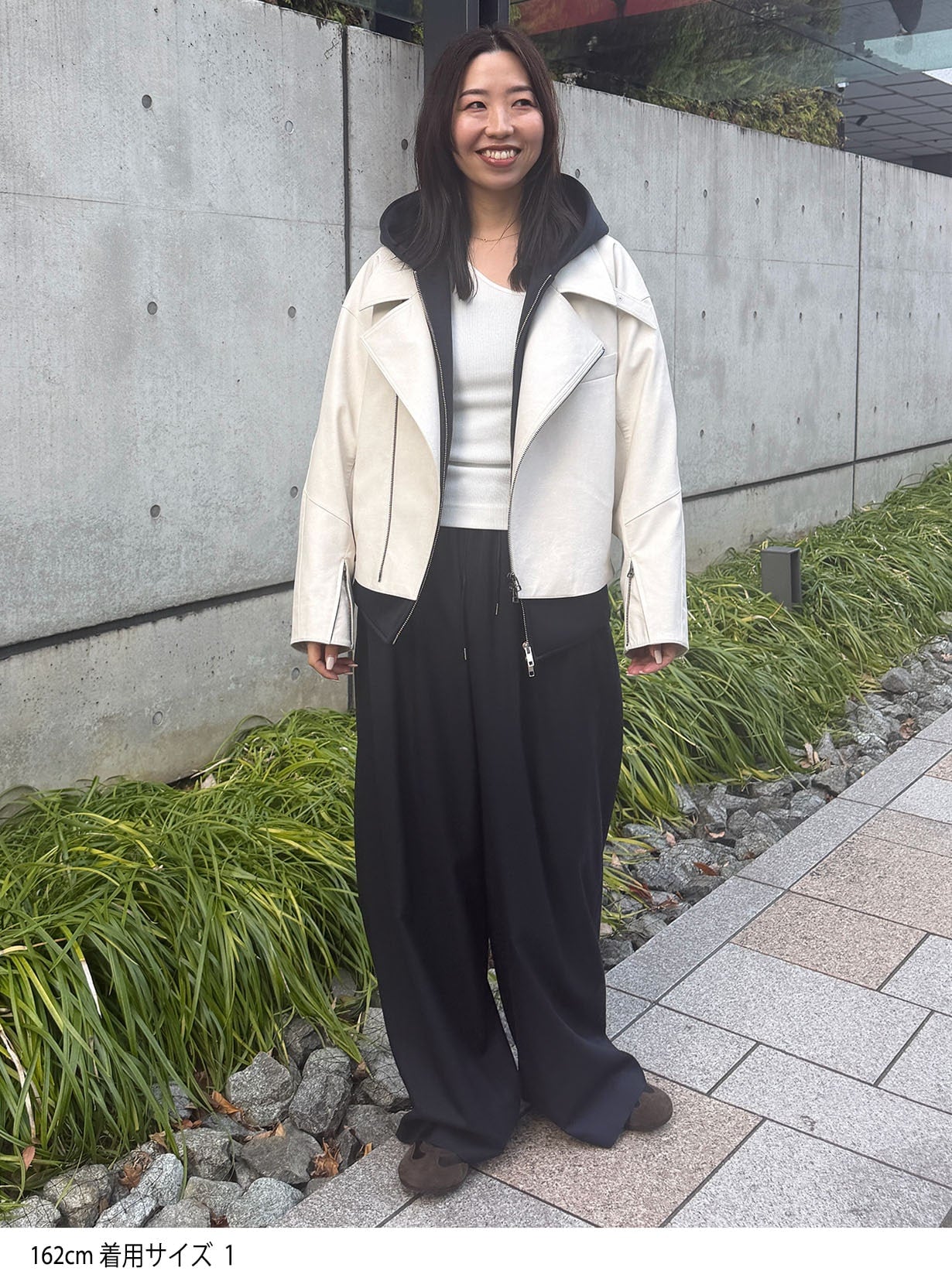 rフェイクレザーライダースブルゾン