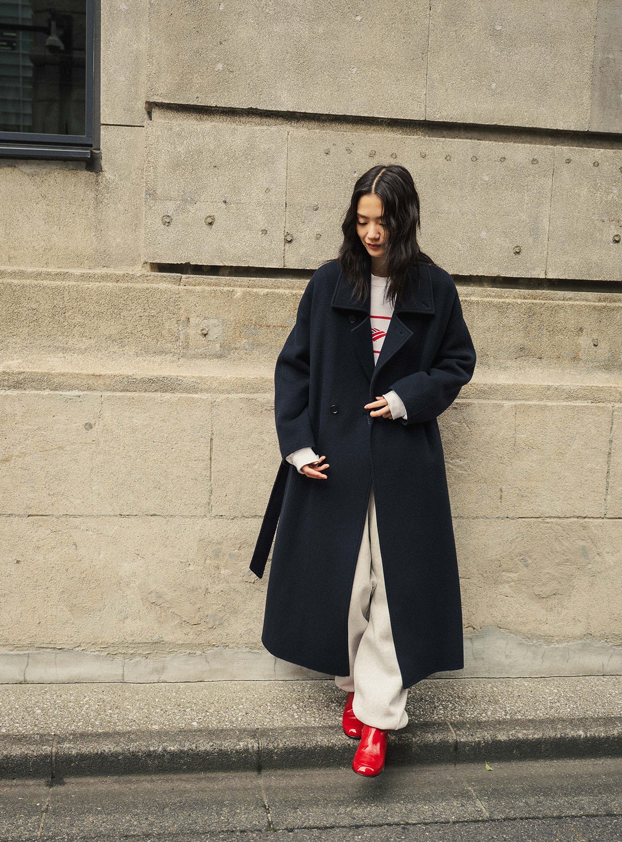 rスプリットラグランロングコート