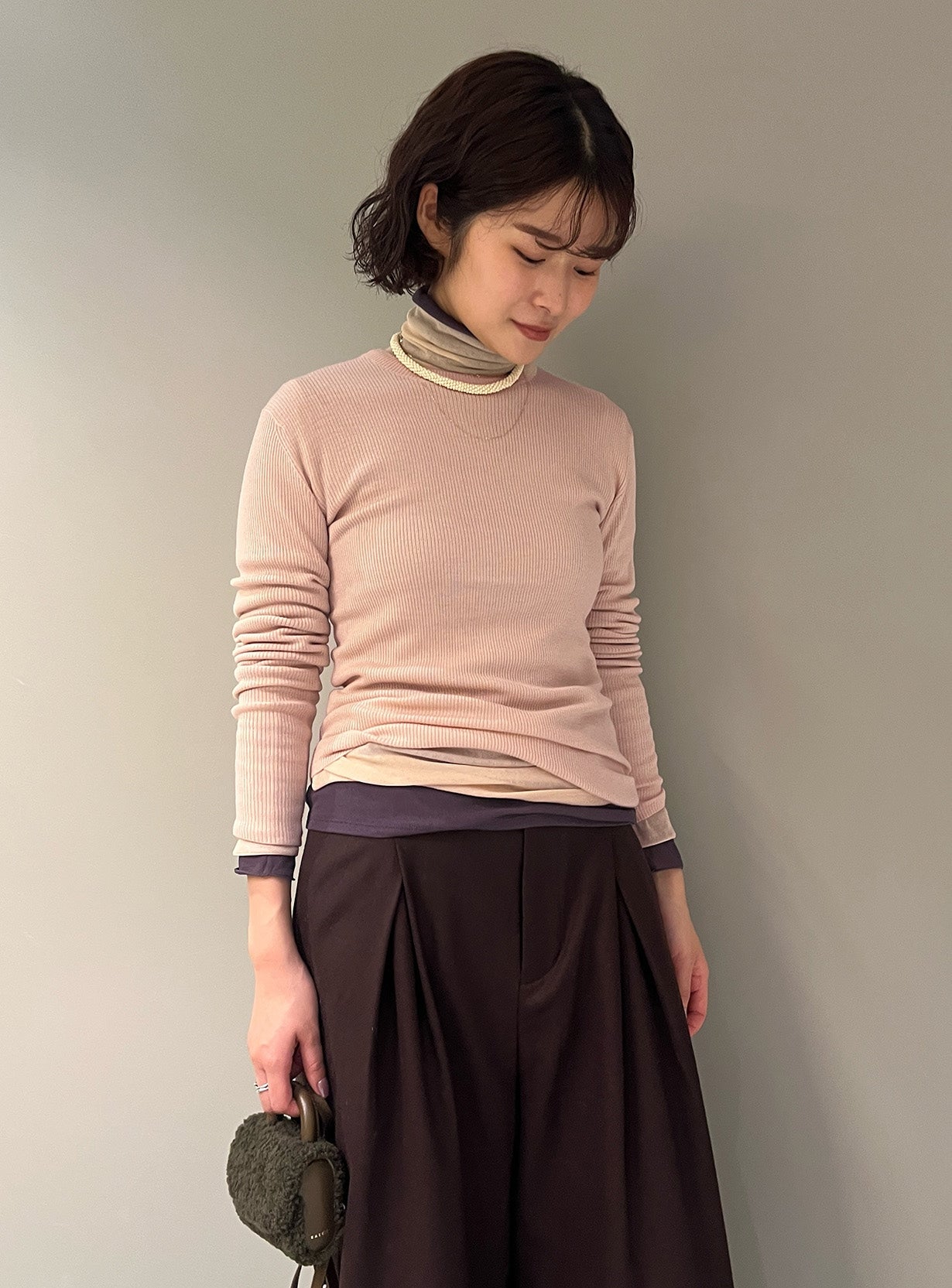 rカシミヤリブプルオーバー