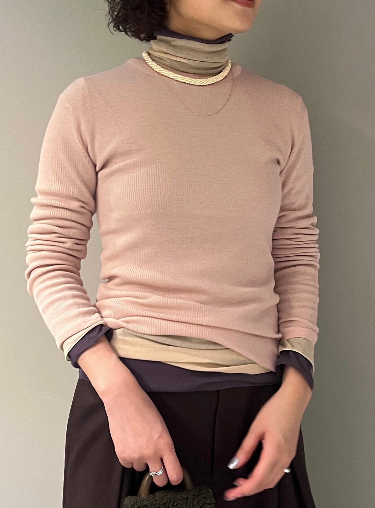 rカシミヤリブプルオーバー