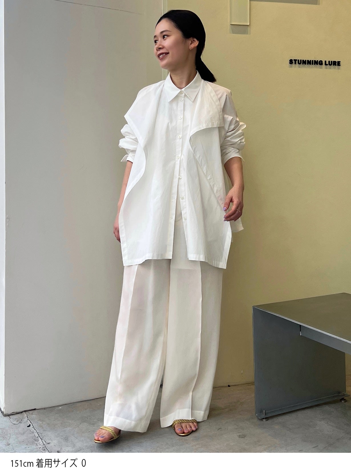 rストライプストレートパンツ