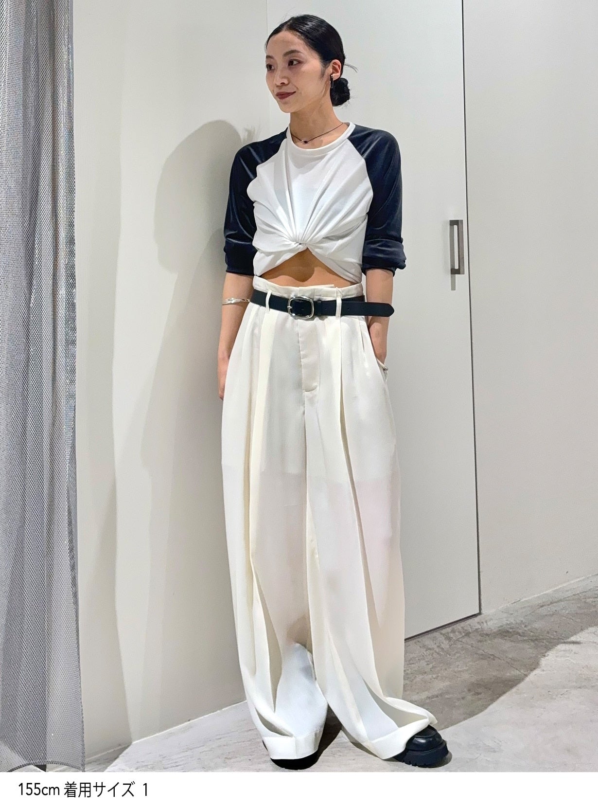 rストライプストレートパンツ