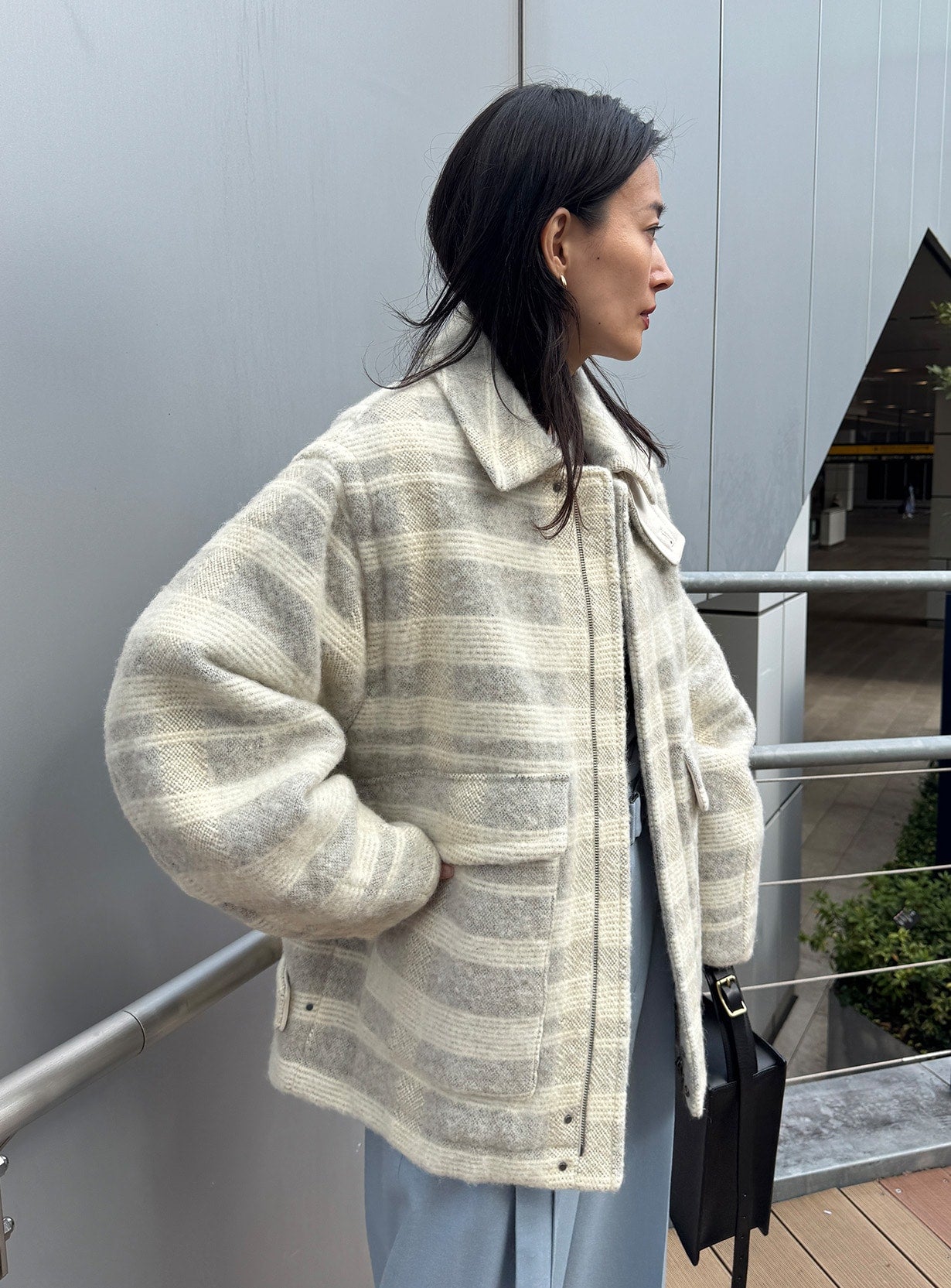 rツイードチェックブルゾン