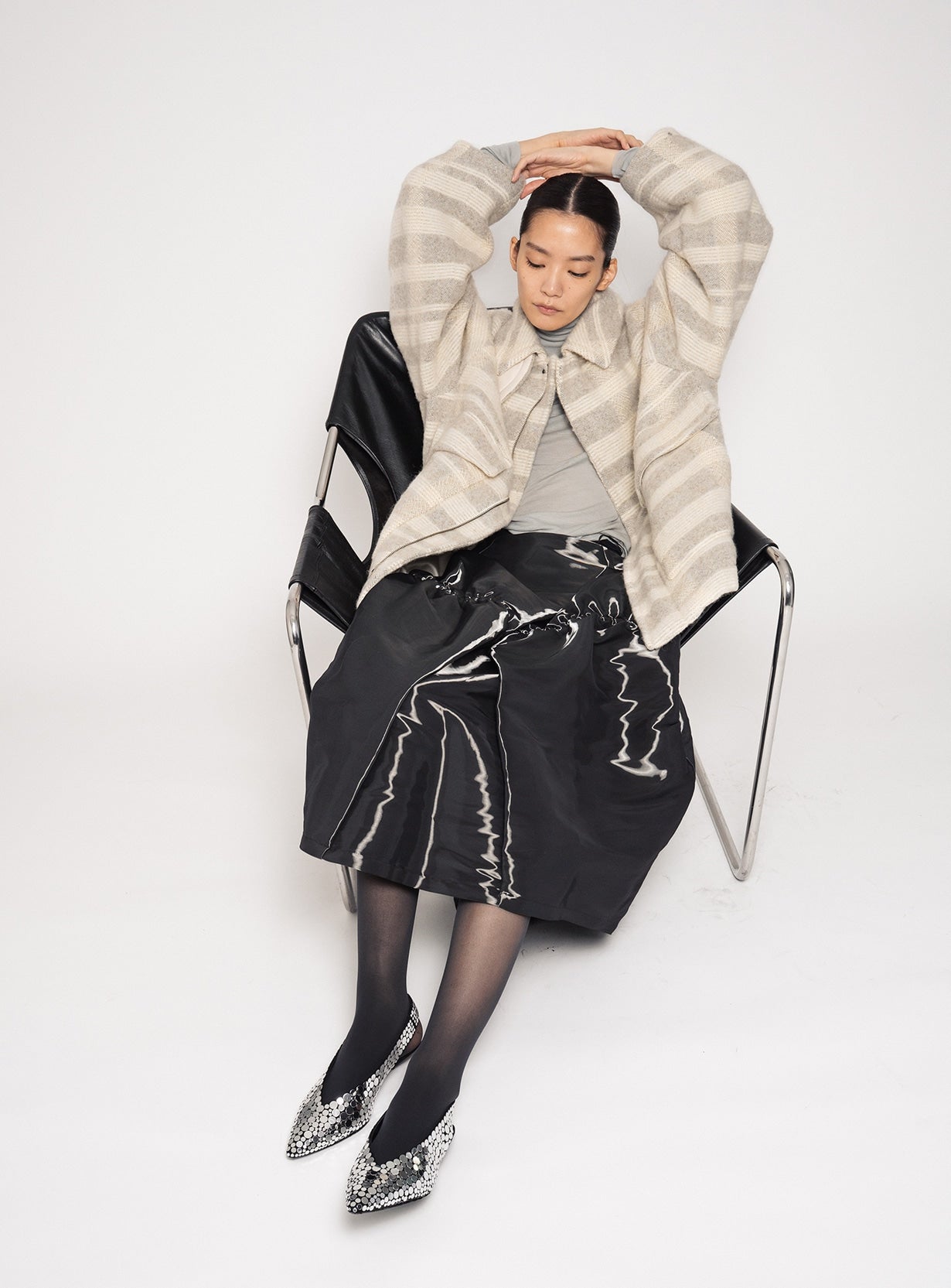 rツイードチェックブルゾン