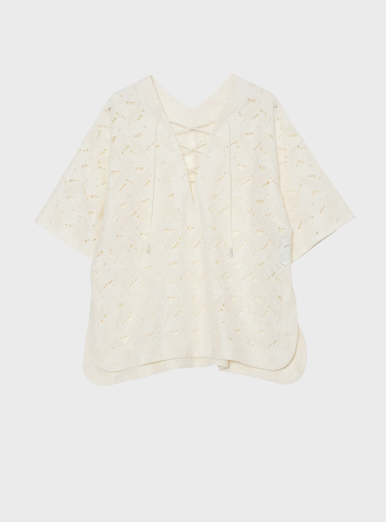 レースアップブラウス