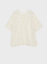 レースアップブラウス