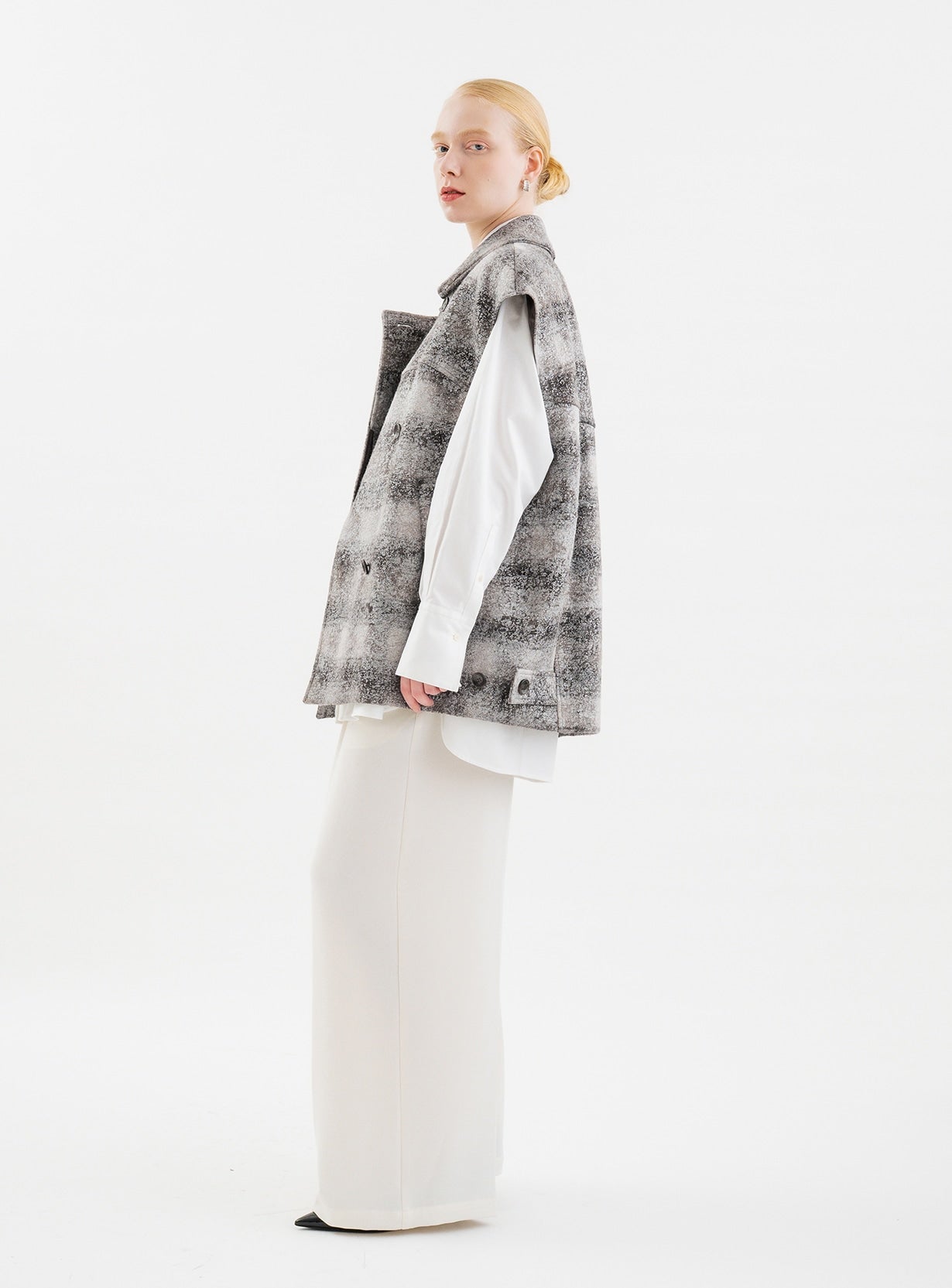 rホイルチェックコクーンベスト