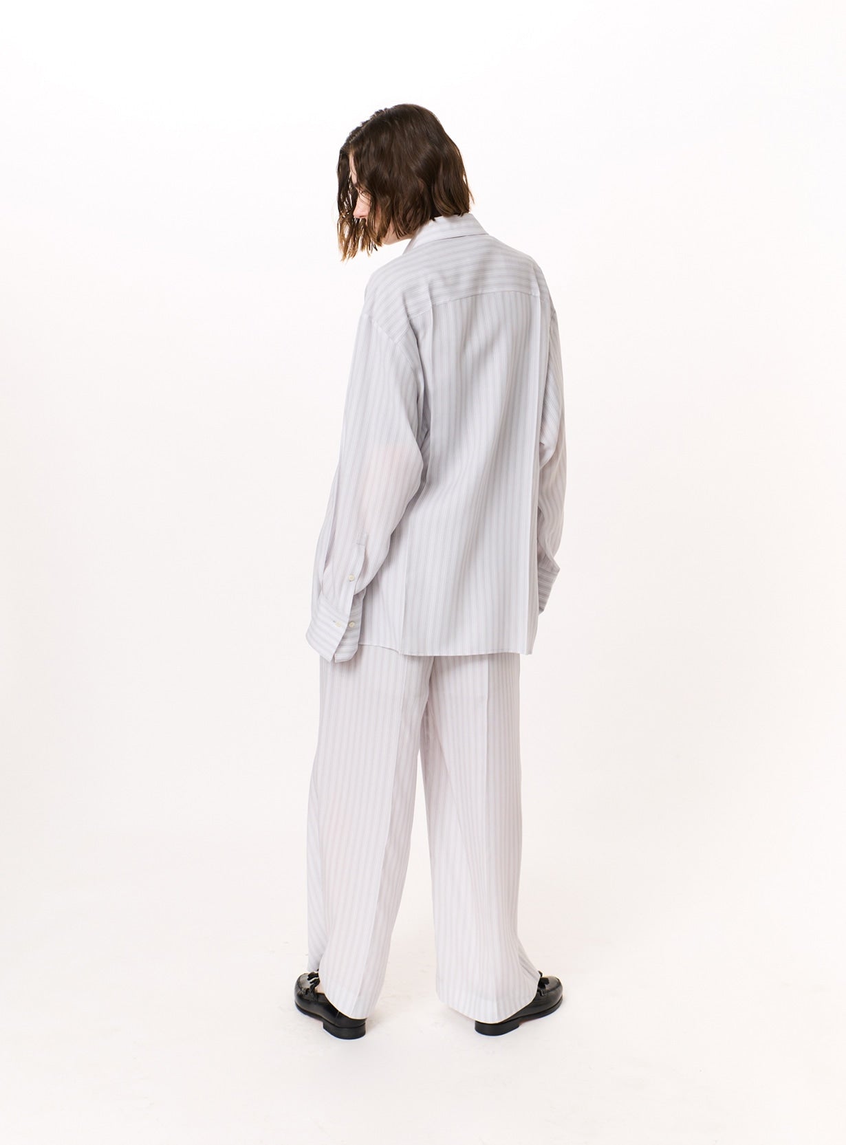 rストライプストレートパンツ