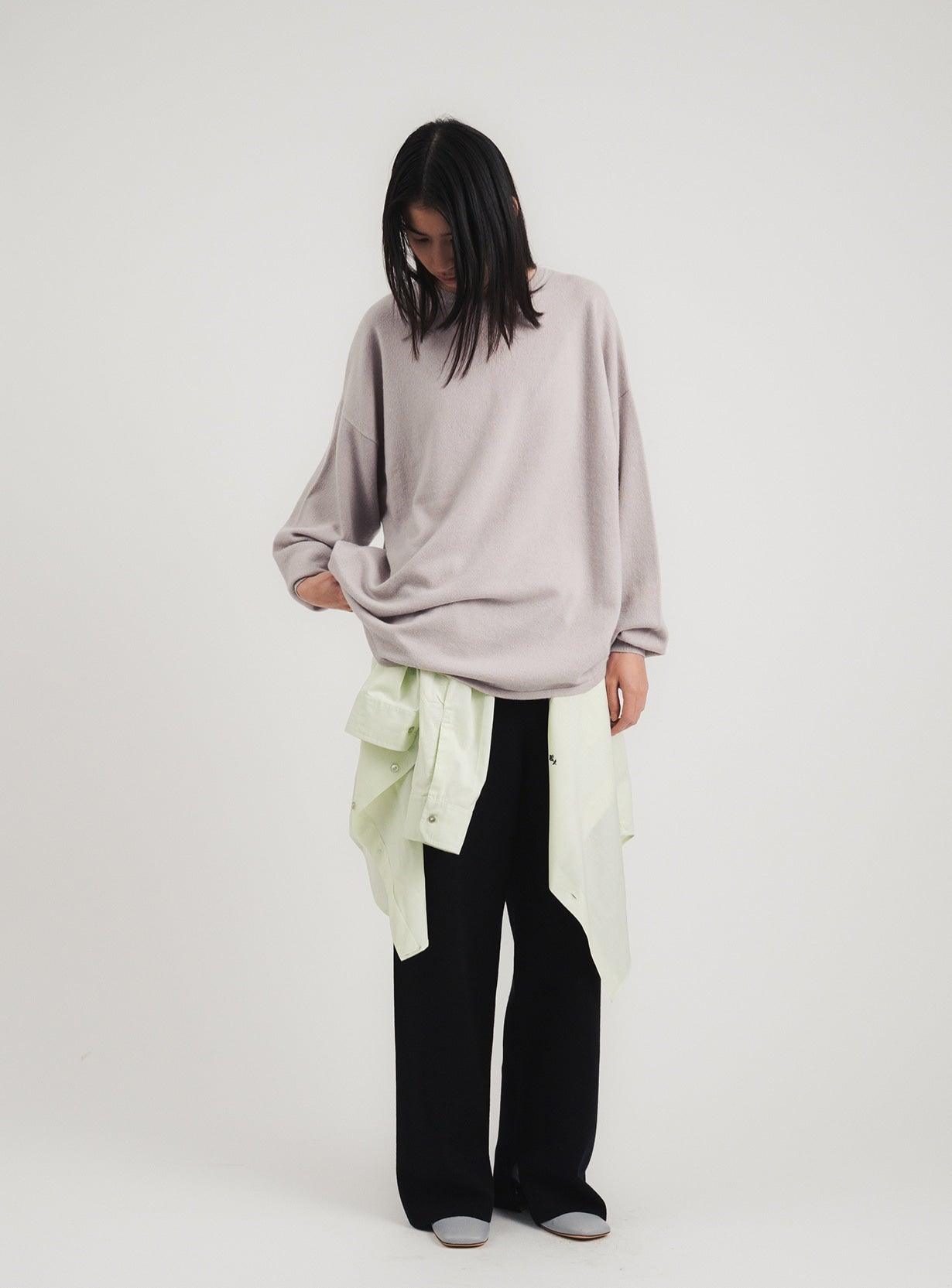 rカシミアルーズニットプルオーバー