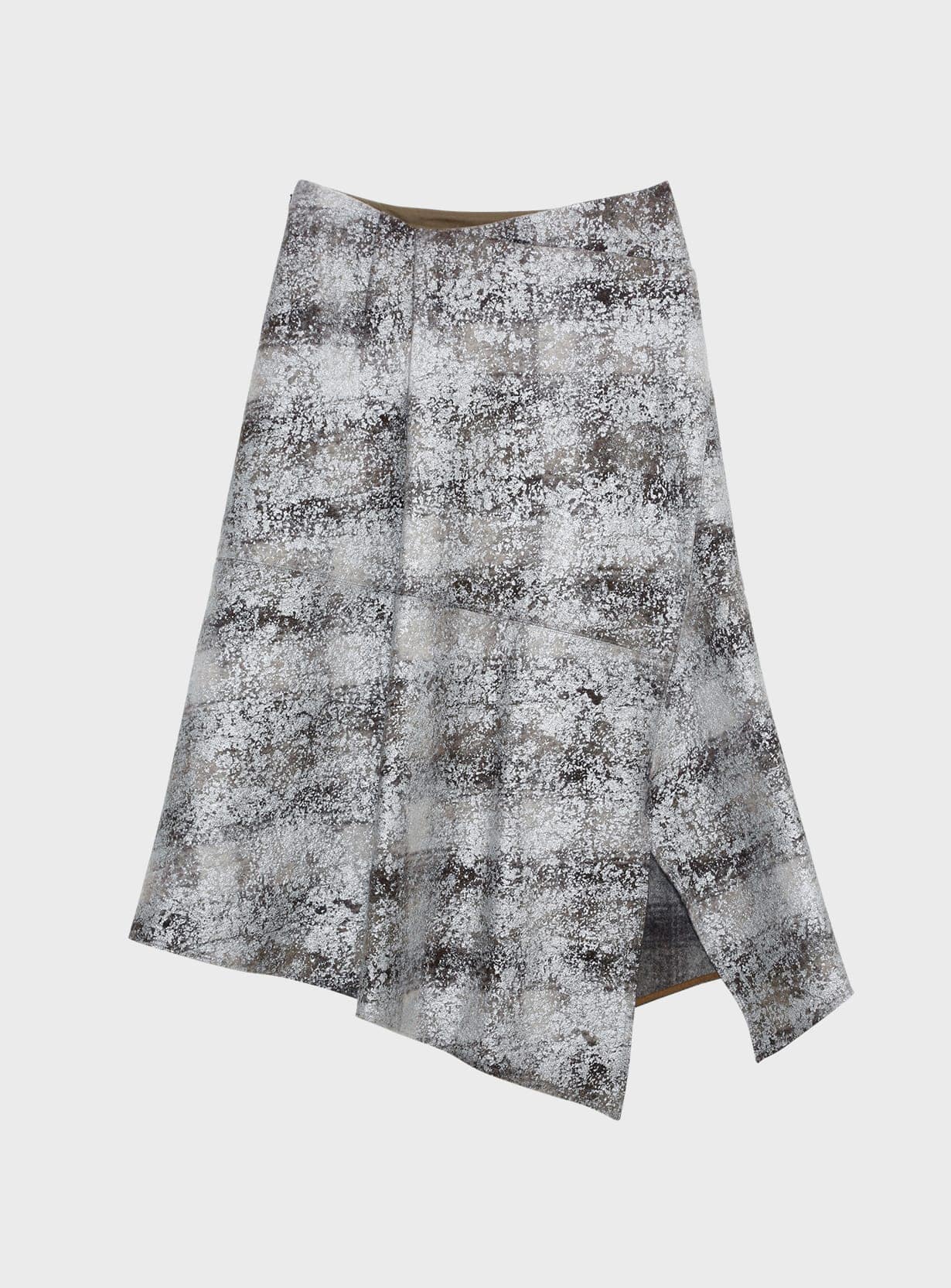 rホイルチェックイレギュラーヘムスカート